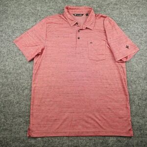 Travis Mathew Polo Shirt Mens Extra Large‎ Red Heathered Collared Pima Cotton